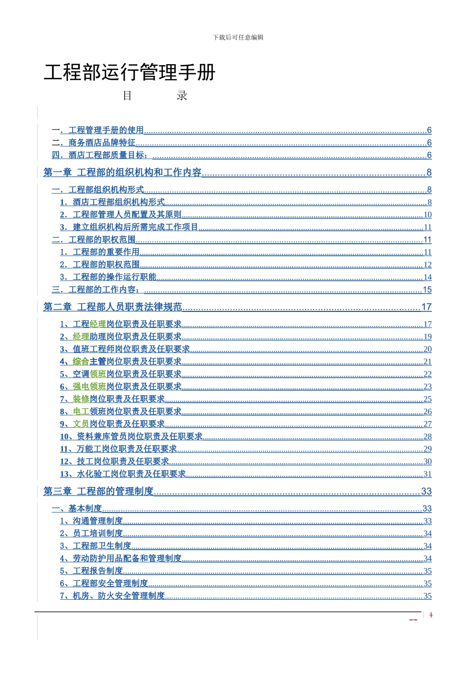 工程部经理运行管理手册_第1页