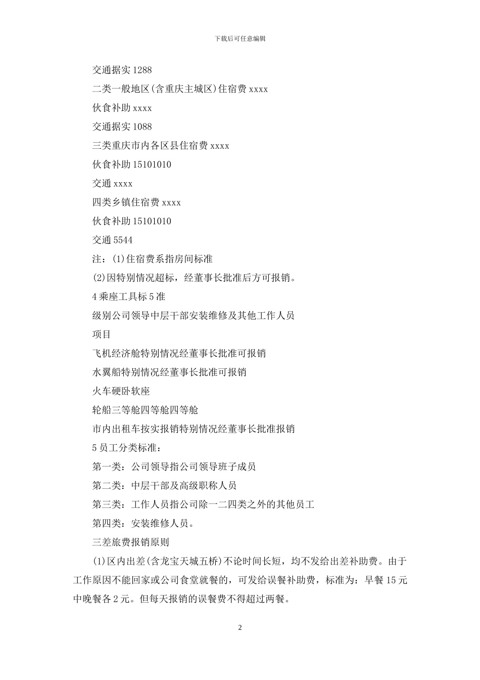 差旅费报销制度范本_第2页