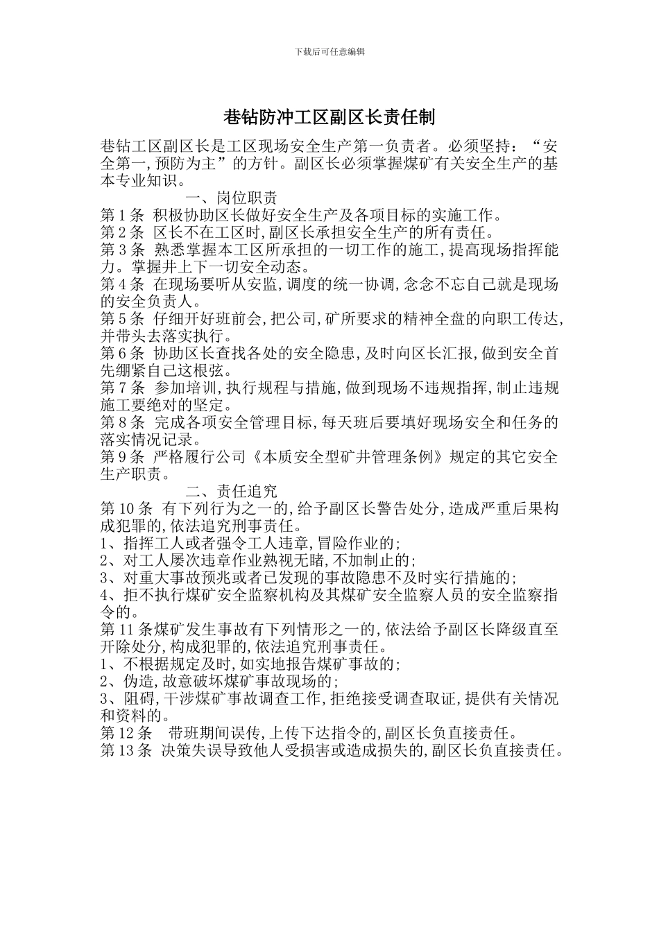 巷钻防冲工区副区长责任制_第1页