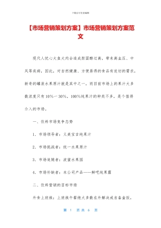 市场营销策划方案范文