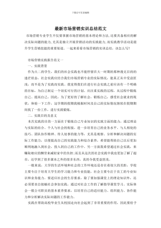 市场营销实训总结范文