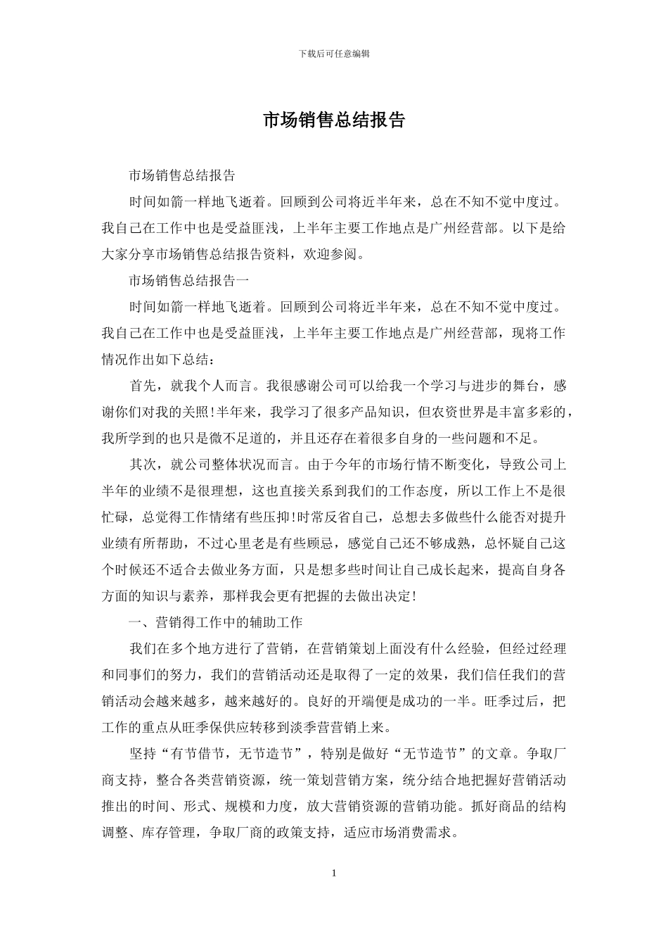 市场销售总结报告_第1页