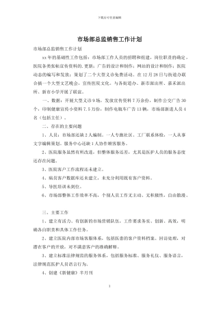 市场部总监销售工作计划