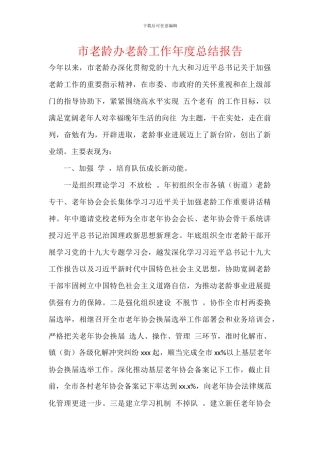 市老龄办老龄工作年度总结报告