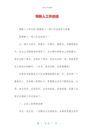 带新人工作总结