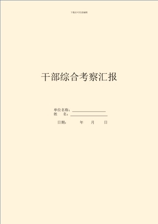 干部综合考察汇报