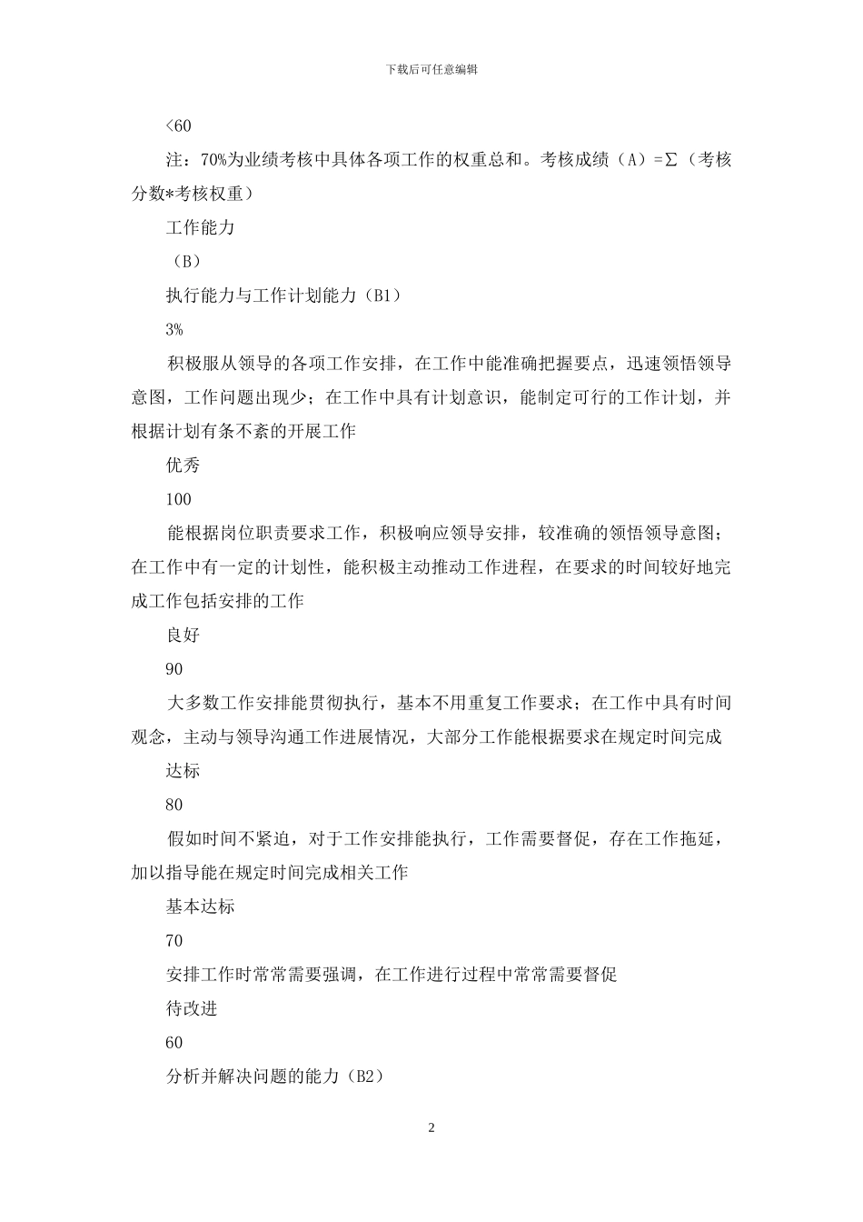 年度绩效考核指标衡量评价标准_第2页