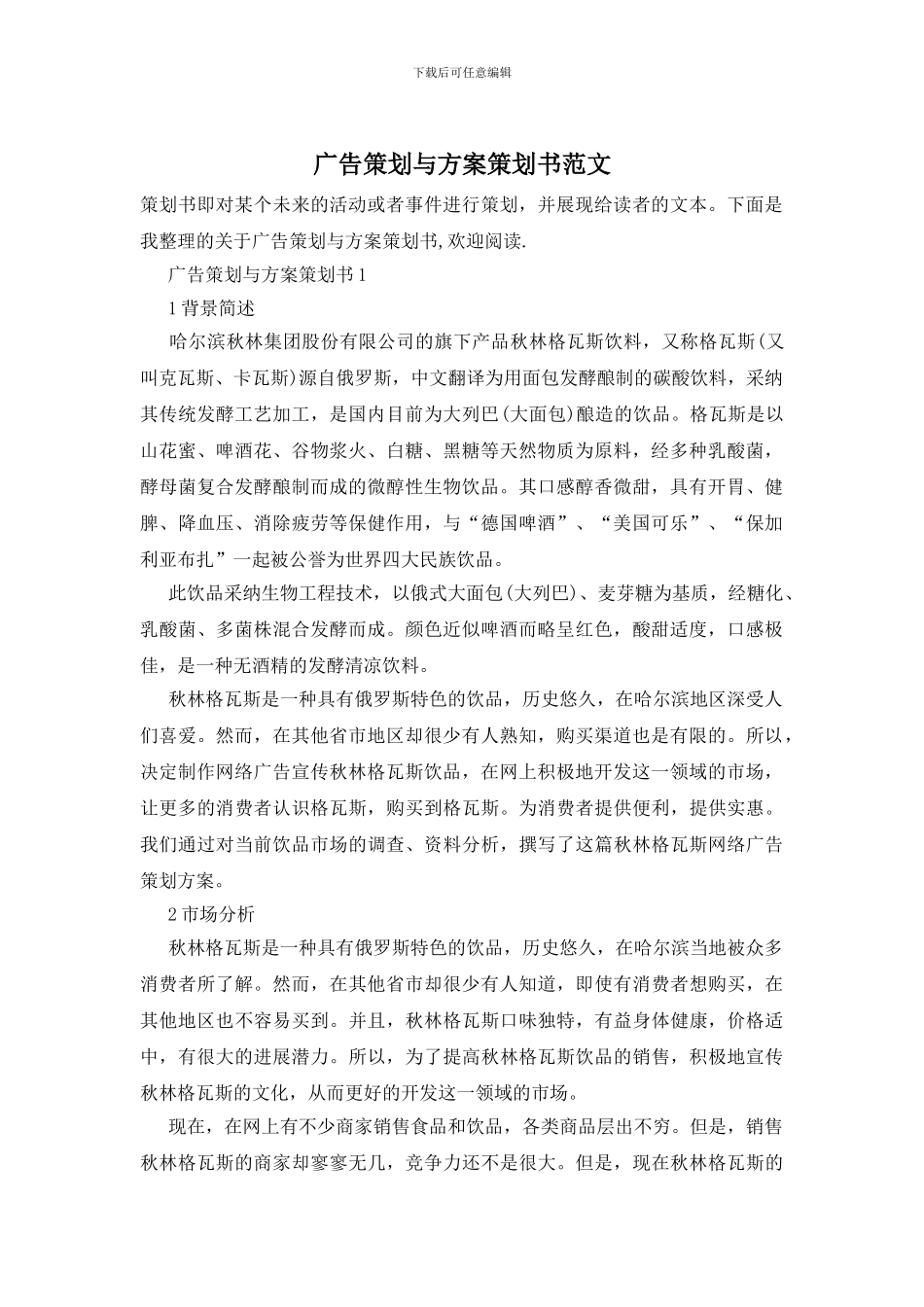 广告策划与方案策划书范文_第1页