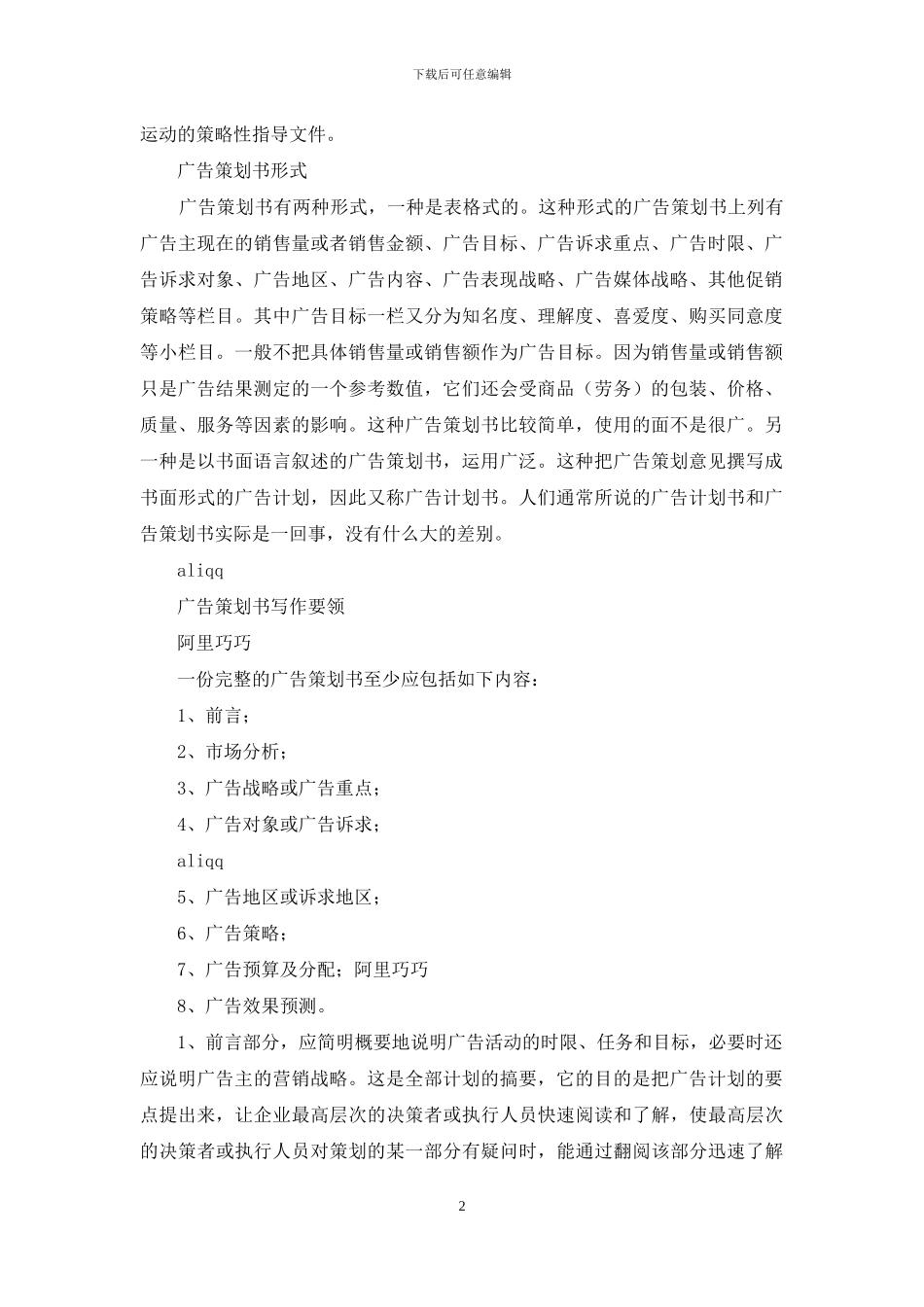 广告策划书写作_第2页