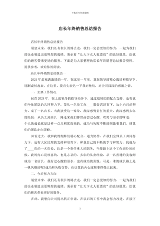 店长年终销售总结报告