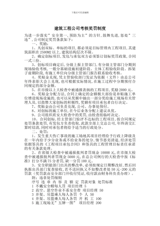 建筑工程公司考核奖罚制度