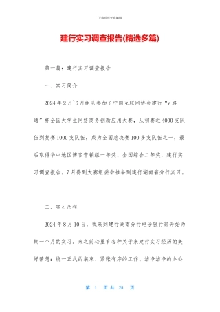 建行实习调查报告