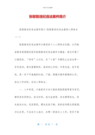 张聪智违纪违法案件简介