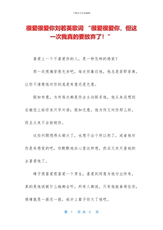 很爱很爱你刘若英歌词