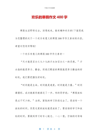 快乐的寒假作文400字