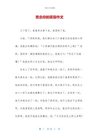 思念你的笑容作文