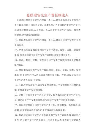 总经理安全生产责任制法人