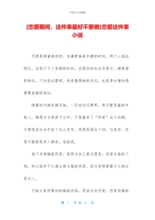 恋爱这件事小说