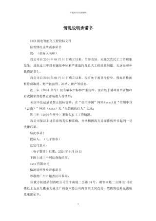 情况说明承诺书