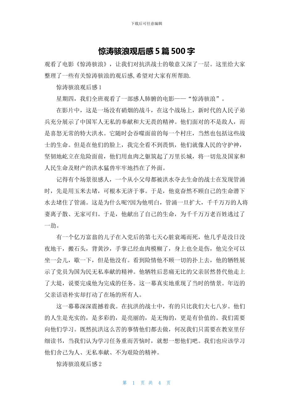 惊涛骇浪观后感5篇500字_第1页