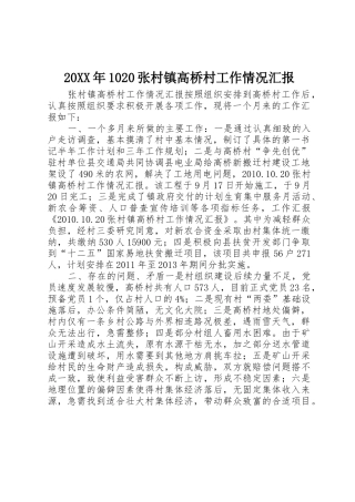 20XX年1020张村镇高桥村工作情况汇报