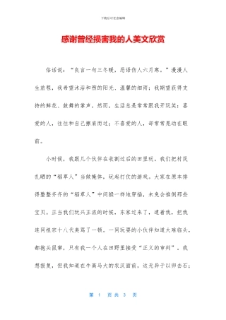 感谢曾经伤害我的人美文欣赏