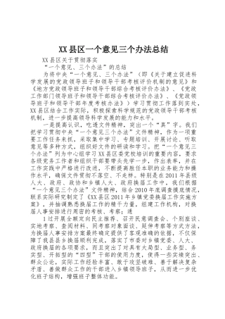 XX县区一个意见三个办法总结