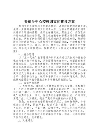 资福乡中心校校园文化建设方案