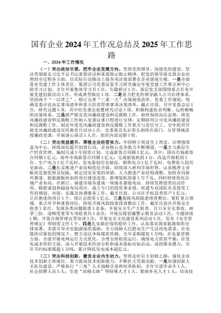 国有企业2024年工作况总结及2025年工作思路