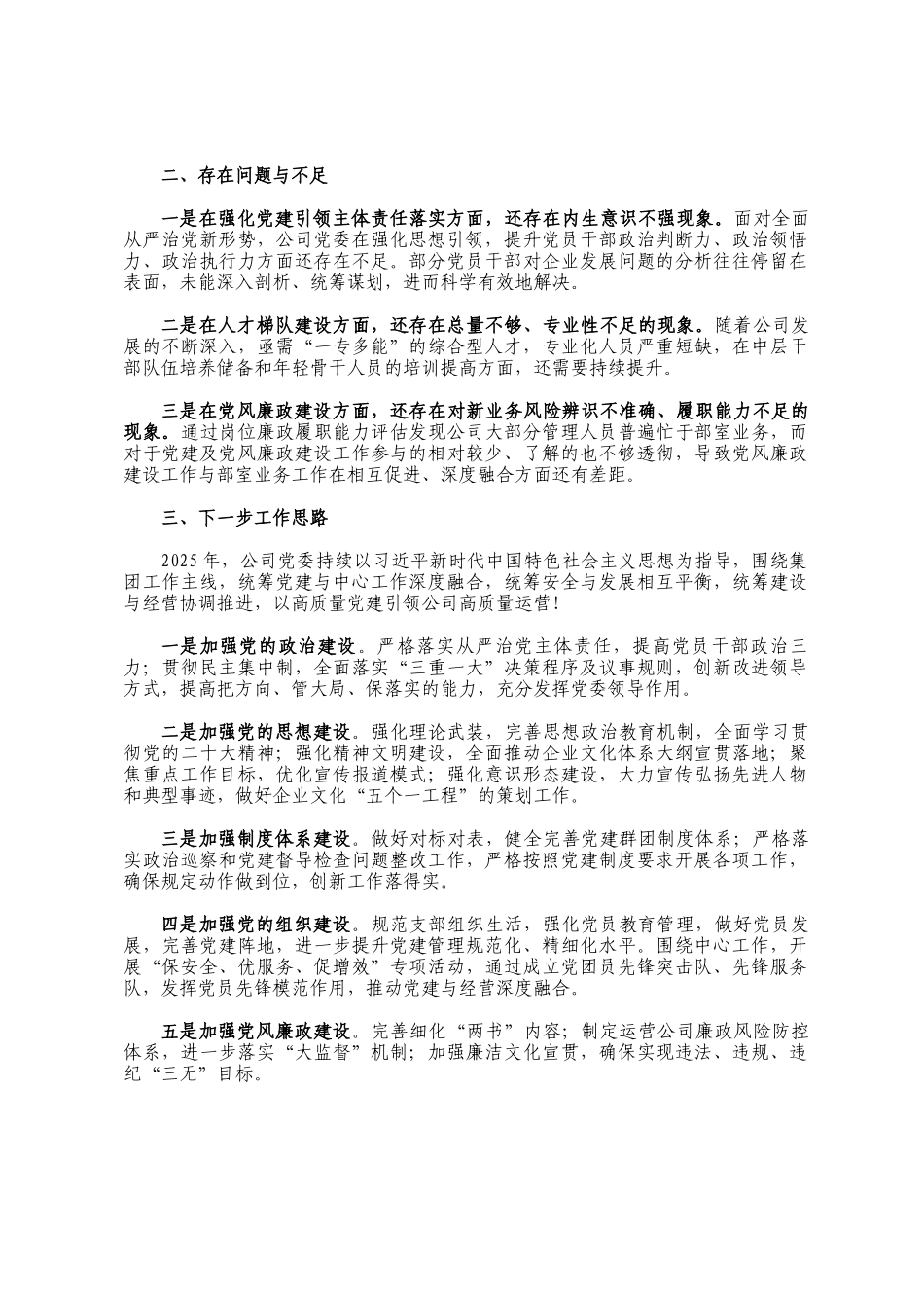 国有企业2024年落实全面从严治党主体责任情况的报告_第3页