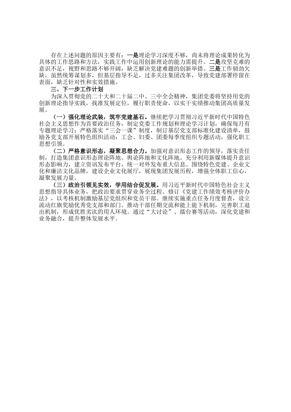 国有企业2024年抓党建工作述职报告_第2页