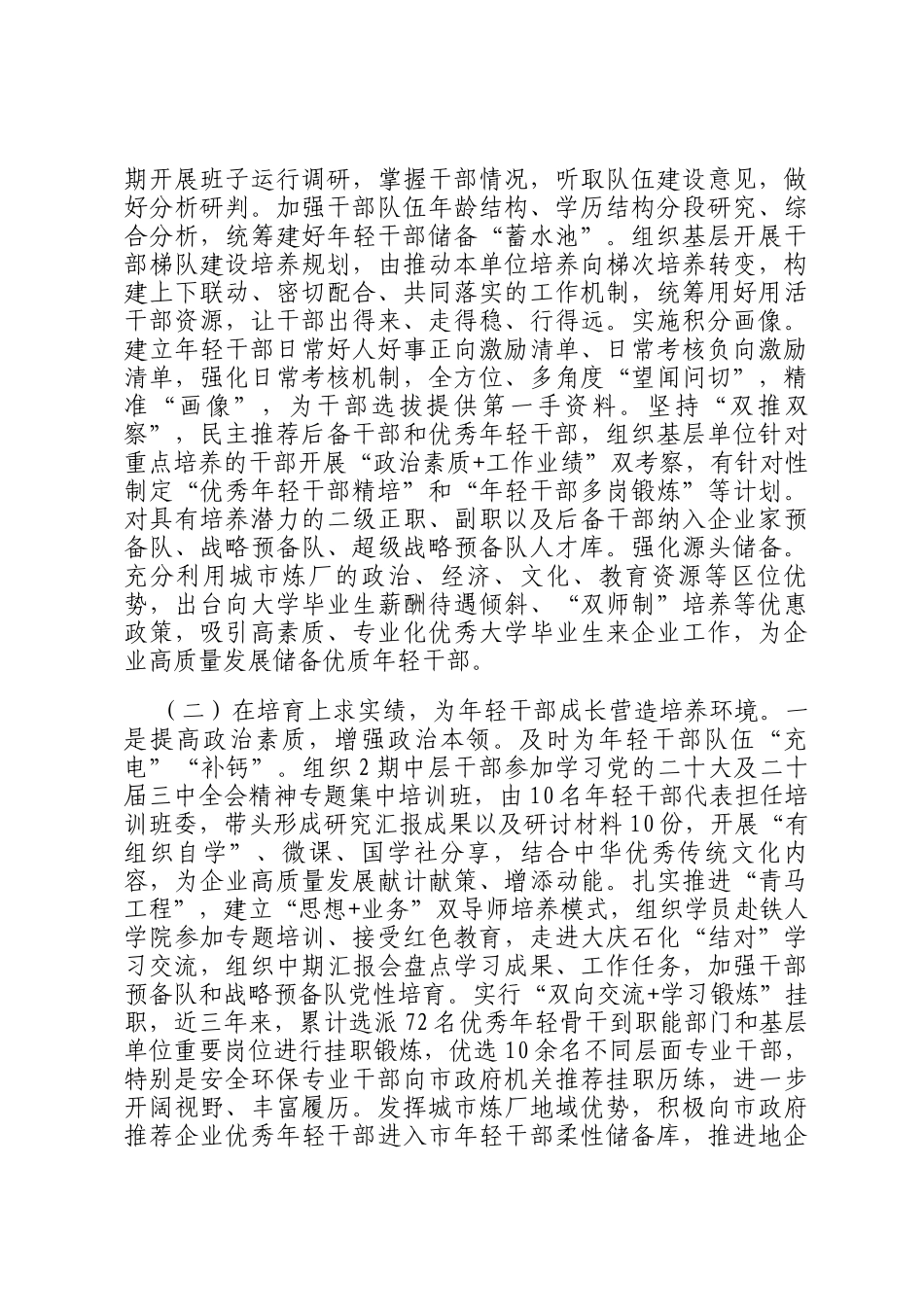 国有企业党委2024年度年轻干部人才培养工作总结_第2页