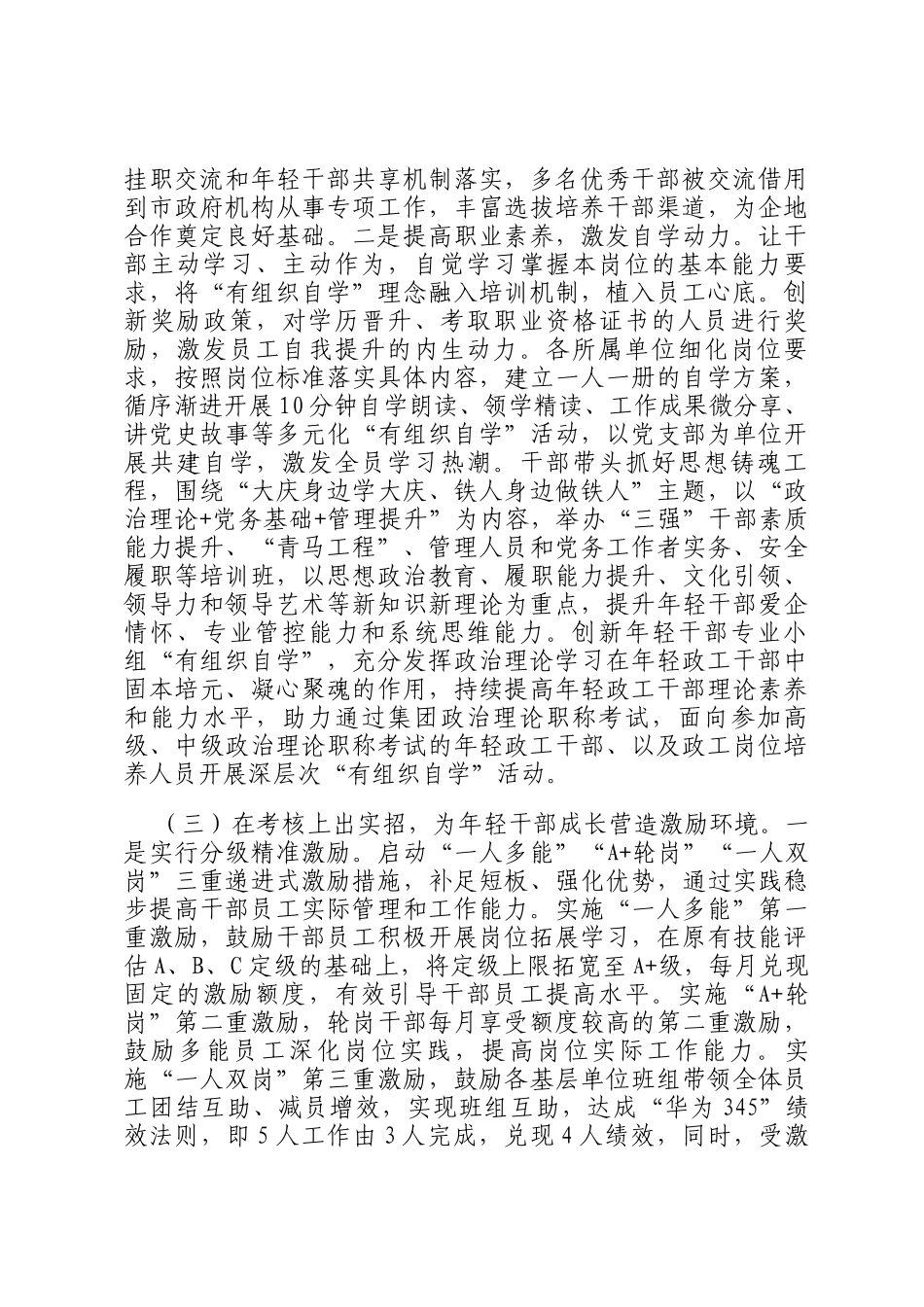 国有企业党委2024年度年轻干部人才培养工作总结_第3页