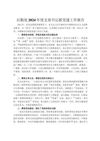 后勤处2024年度支部书记抓党建工作报告
