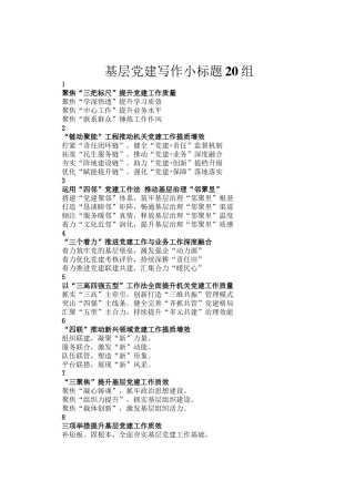 基层党建写作小标题20组