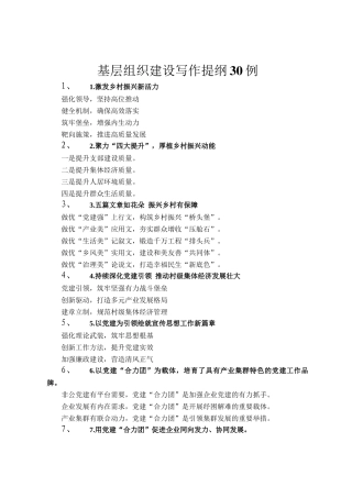 基层组织建设写作提纲30例