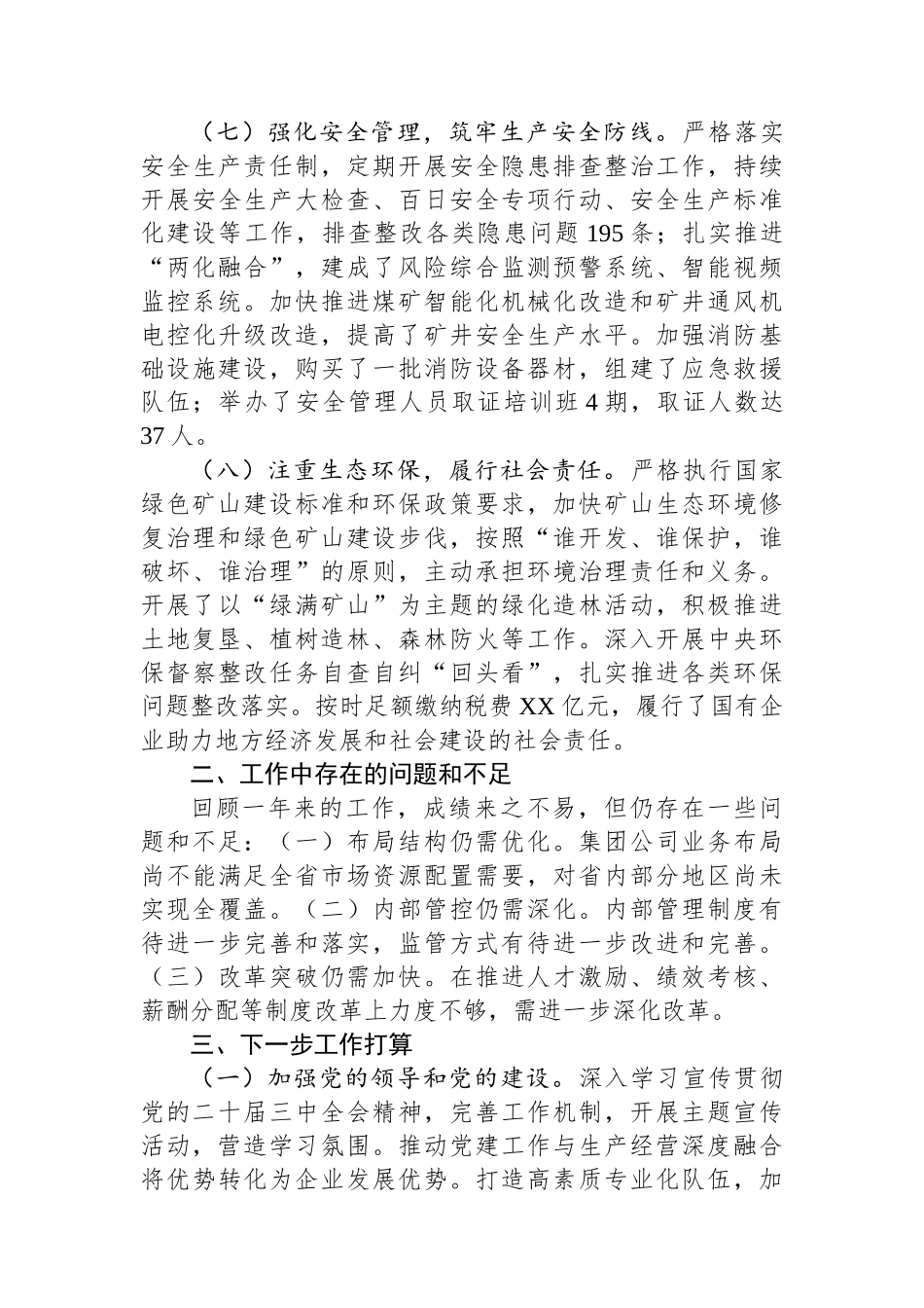 集团公司2024年工作情况总结及下一步工作计划_第3页