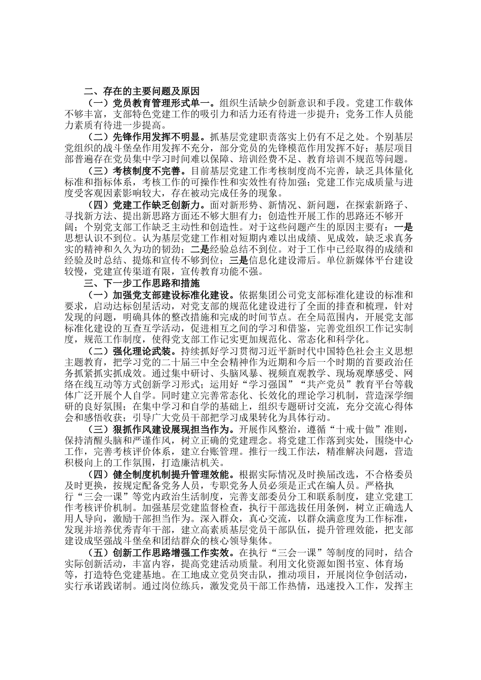 集团公司2024年基层党组织书记抓党建工作述职报告_第2页