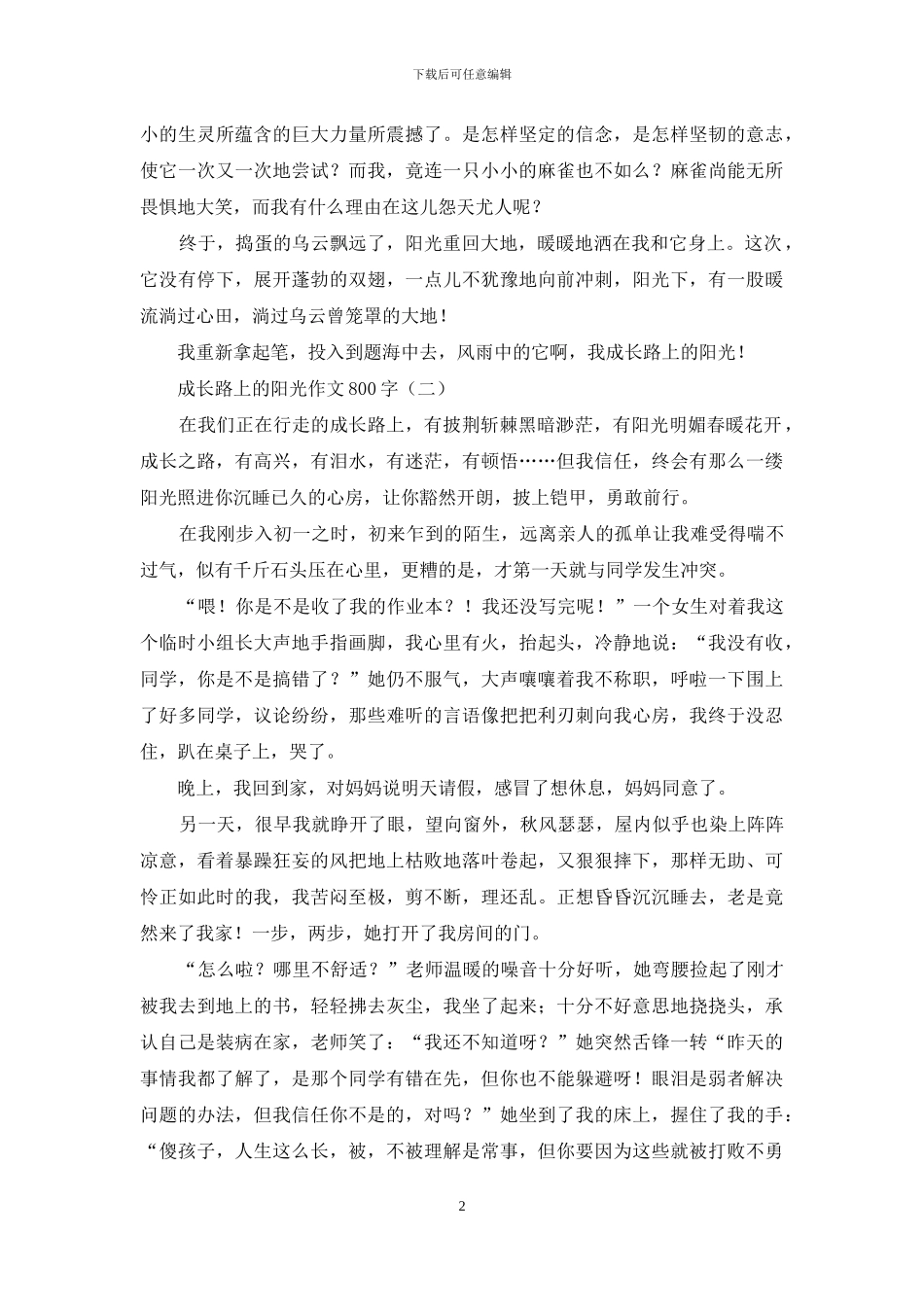 成长路上的阳光作文800字_第2页