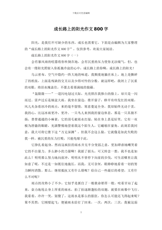 成长路上的阳光作文800字
