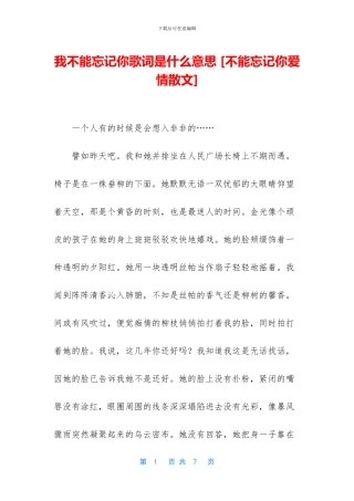 我不能忘记你歌词是什么意思