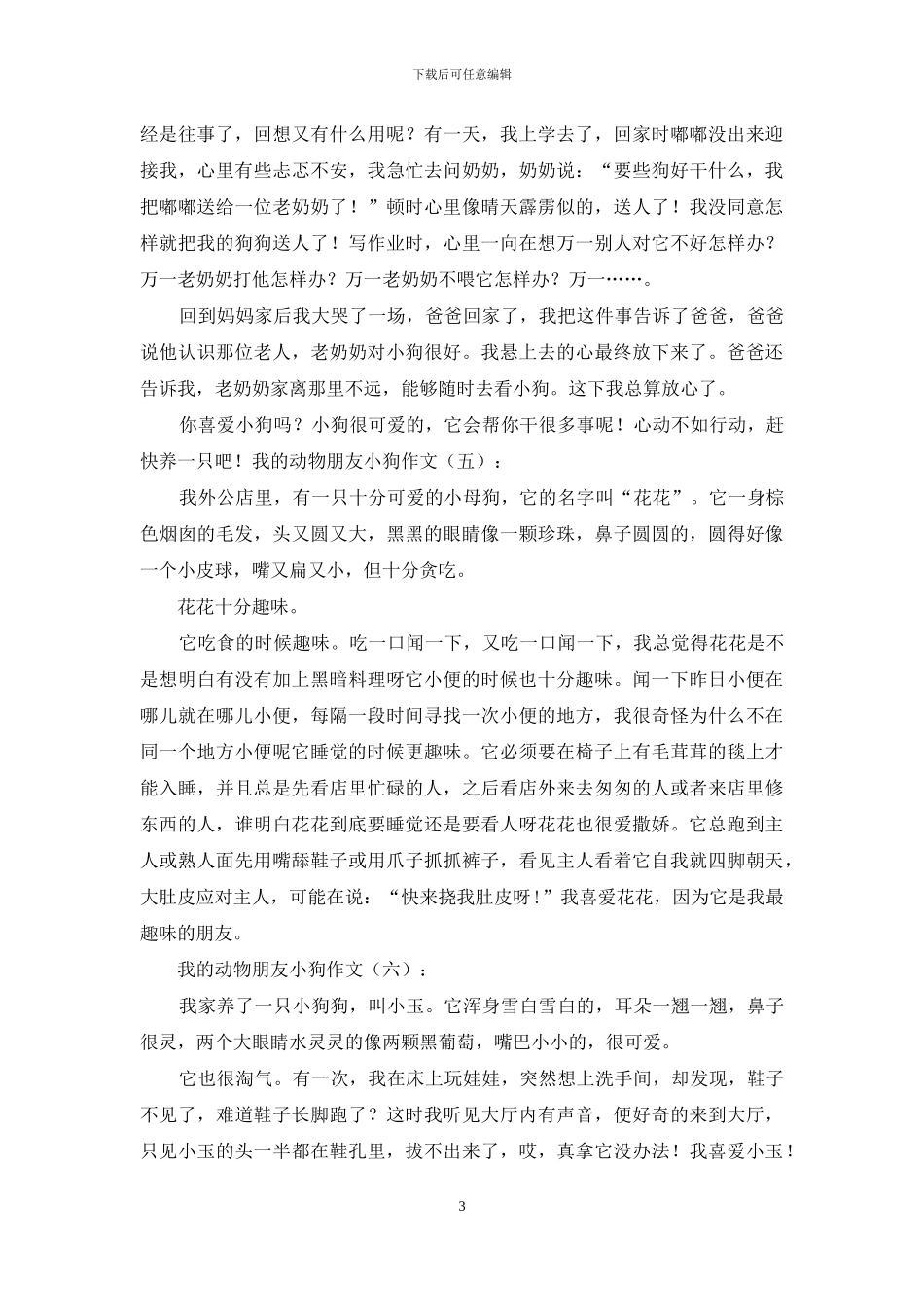 我动物朋友小狗作文_第3页
