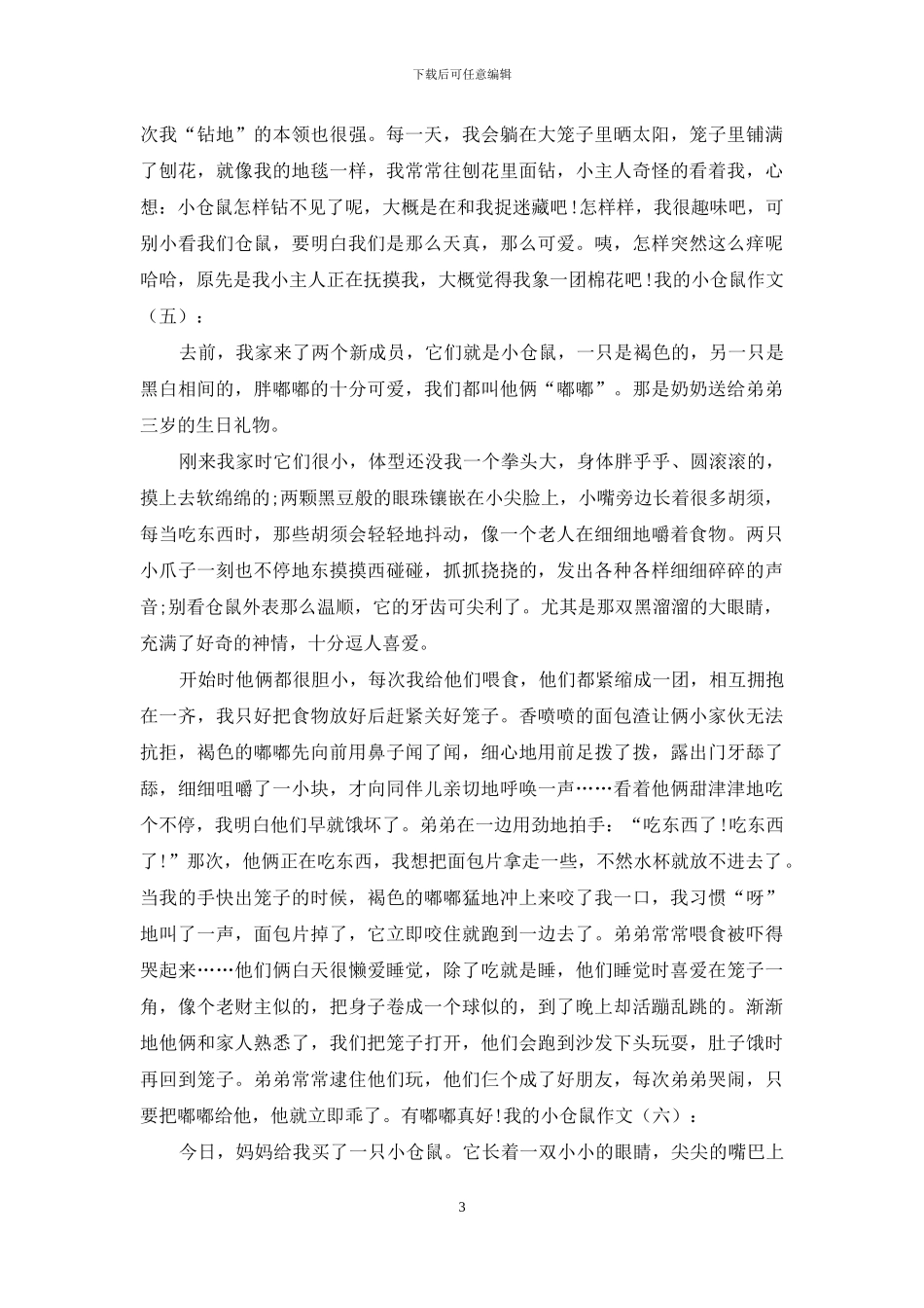 我小仓鼠作文作文_第3页