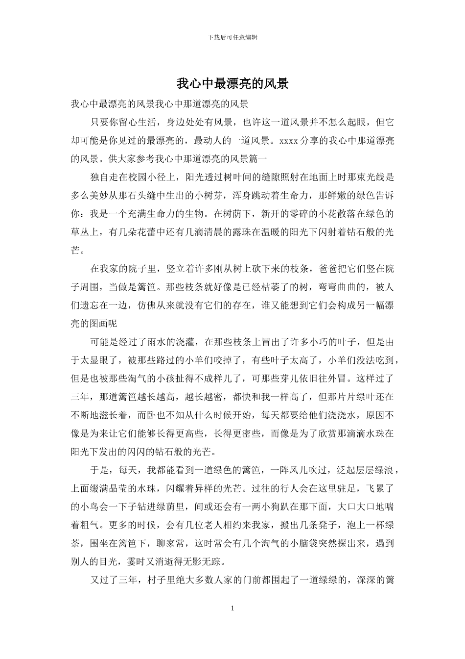 我心中最美丽的风景_第1页