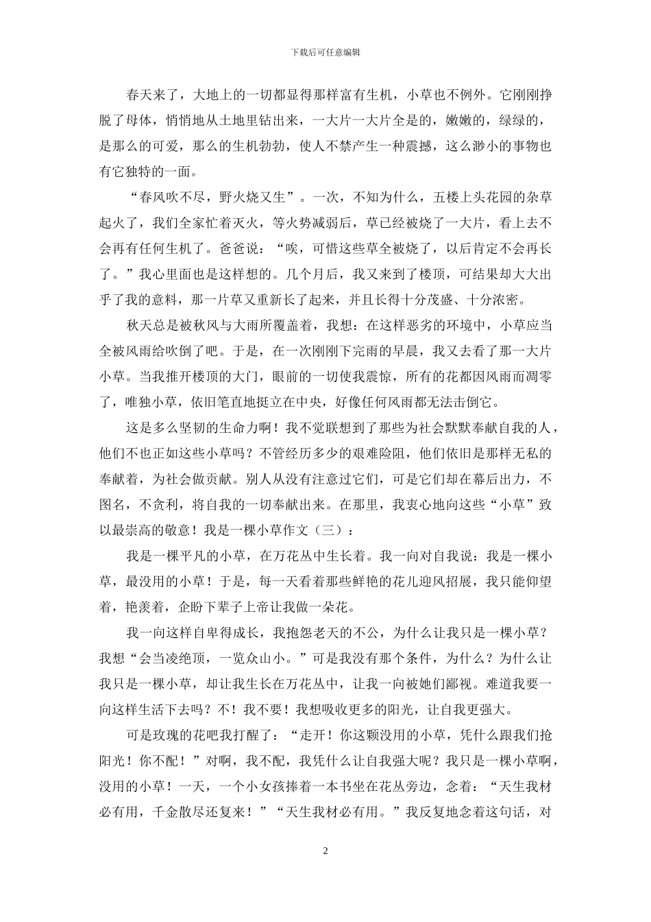 我是一棵小草作文20篇2024年_第2页