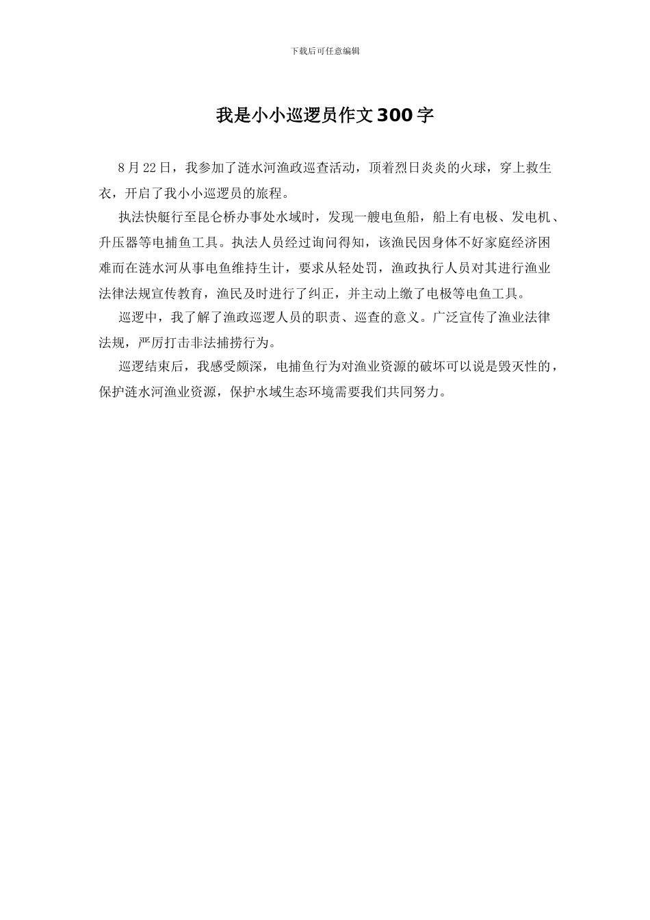 我是小小巡逻员作文300字_第1页