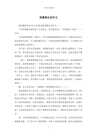 我暑假生活作文