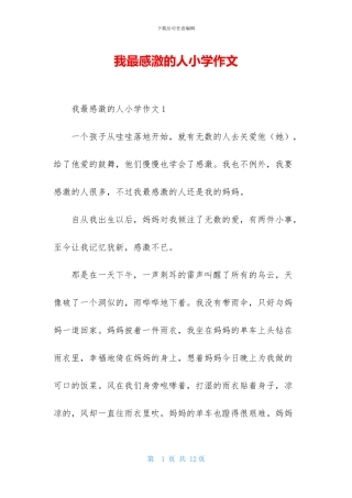 我最感激的人小学作文