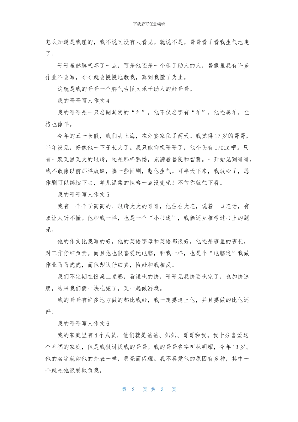 我的哥哥写人作文_第2页