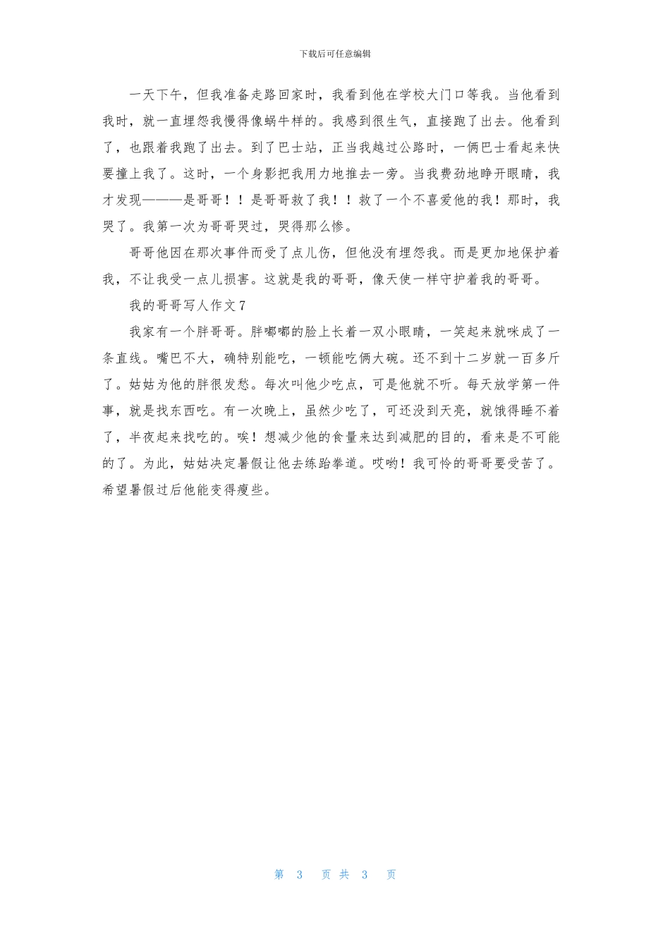 我的哥哥写人作文_第3页
